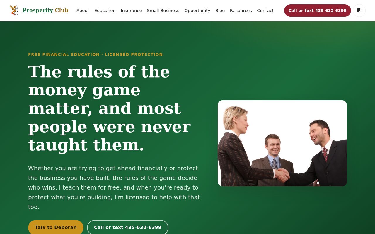 Prosperity Club, a recent client site